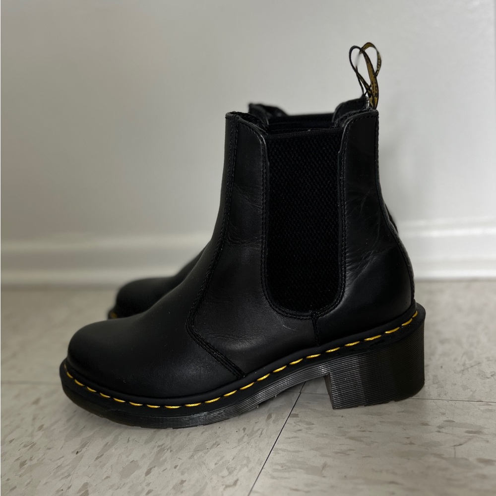 Dr. Marten Black Cadence Chelsea Leather Heeled Boots